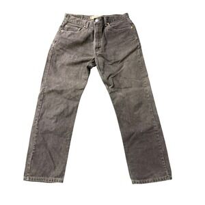 Levis 505 Regular Fit Grunge Jeans Mens 34x30 Faded Black Denim Straight Leg